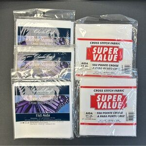 NWT - Charles Craft and Super Value Cross Stitch Fabric Set, 5 Packs, 11 Aida Ct